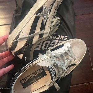 Golden Goose Zebra Print Sneakers with Black Accents